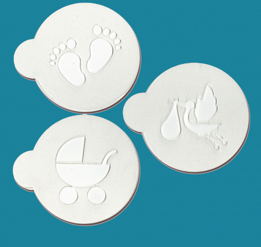 Baby Shower - Bakery decorating stencils - 2.6" round - 3 pcs