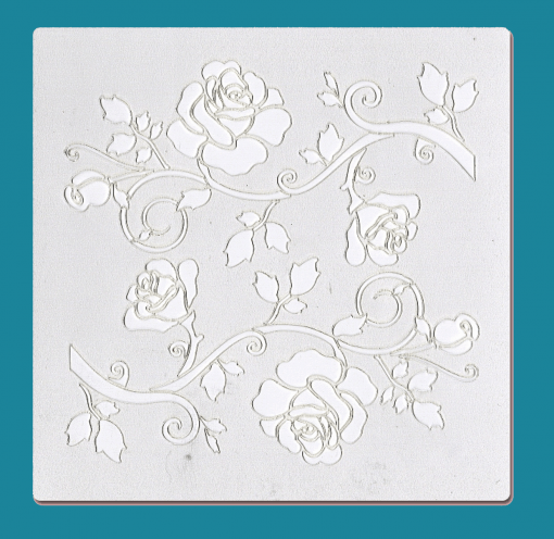 Roses - Bakery decorating stencil - square 5.5" x5.5"