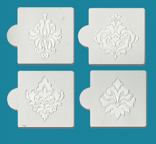 Damask - Bakery decorating stencils - 2.6" round -4 pcs