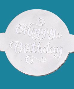 Happy Birthday Round Cake - Bakery decorating stencil - Circle 11"