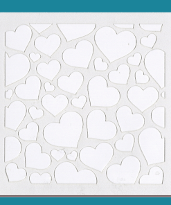 Seamless Hearts - Bakery decorating stencil - square 5.5" x5.5"