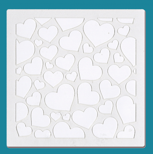 Seamless Hearts - Bakery decorating stencil - square 5.5" x5.5"