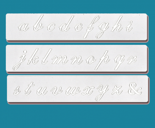 Lower Case Script- Bakery decorating stencil - Rectangle 9.5" x1.5" (1"/Digit)